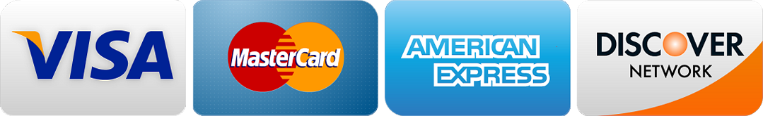 VISA, Mastercard, American Express and Discover Card